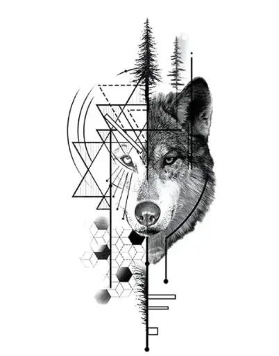 Wolf Trees Temporary Tattoo